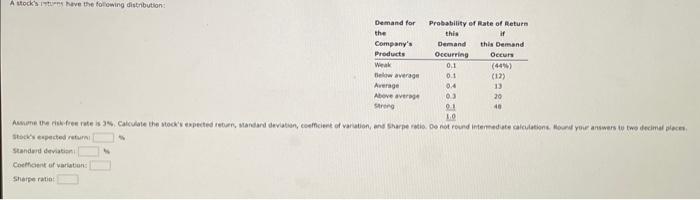  1. Problem 8.01 (expected return) A stocks returns of the following