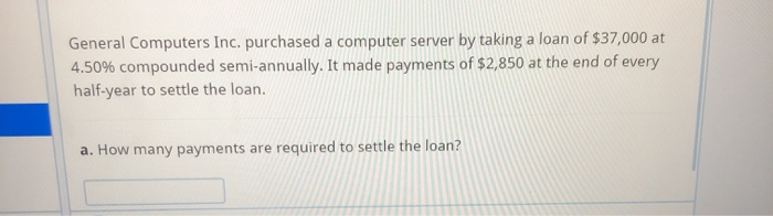  General Computers Inc. purchased a computer server by taking a loan