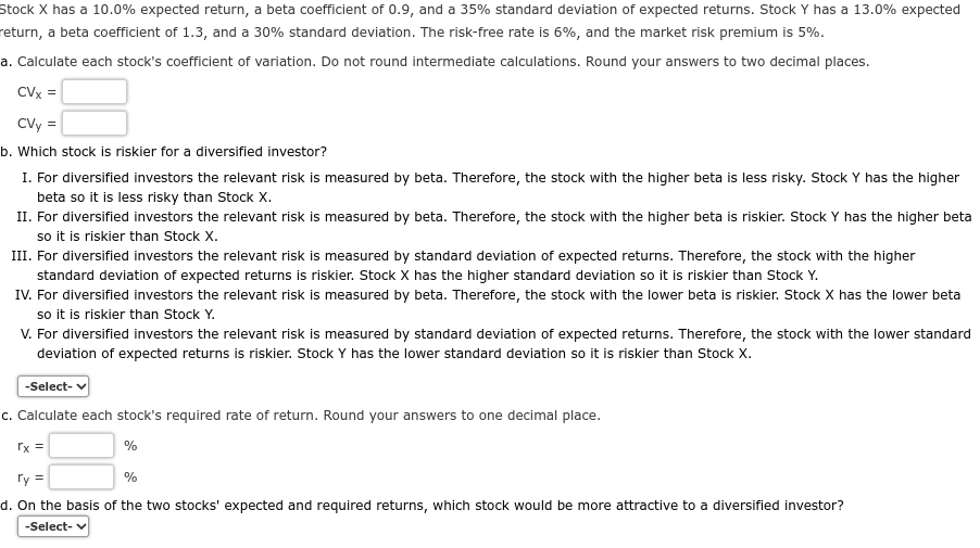 16. stock X has a 10.0% expected return, a beta coefficient of