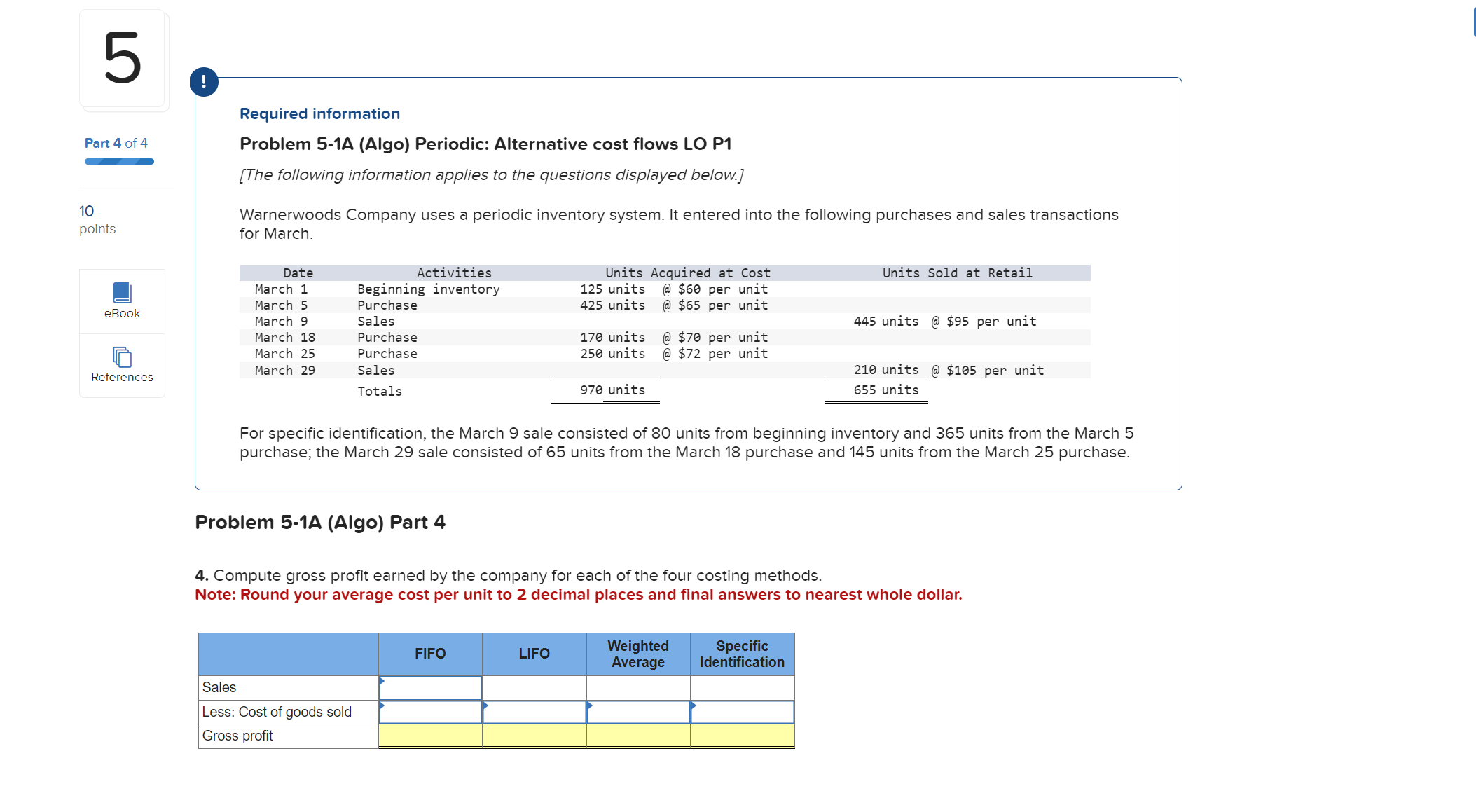 Problem 5-1A (Algo) Periodic: Alternative cost flows LO P1 Skip to question