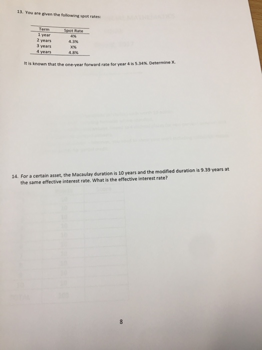  for a certain asset the Macaulay duration is 10 years and