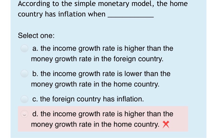  which is the correct answerwhy According to the simple monetary model,