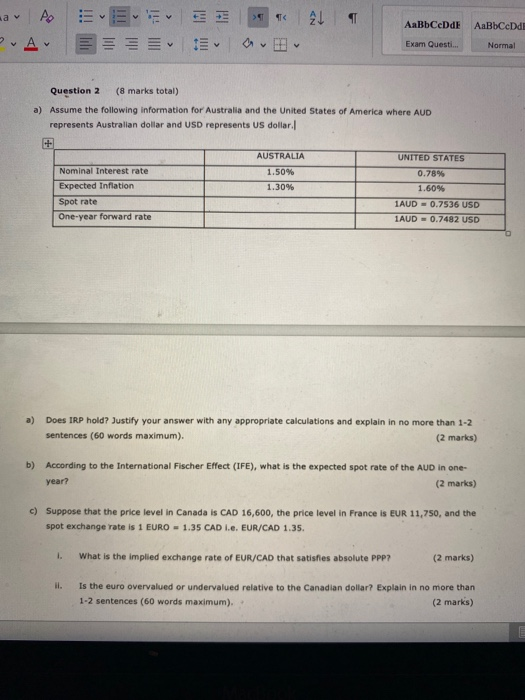  > 21 AaBbCcDdF Ao 2. Av AaBMCcDd. E v Exam Questi...