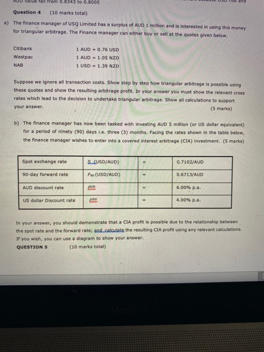 Normal Question 2 (8 marks total) a) Assume the following information for