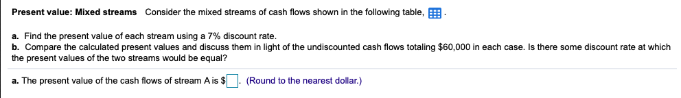 contents of the data table below into a spreadsheet.) Cash flow stream