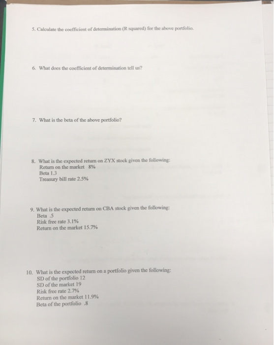 Standard Deviation Correlation coefficient with the Market Correlation coefficient with Stock B