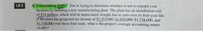 by building a new manufacturing plant. The plant has an installation cost