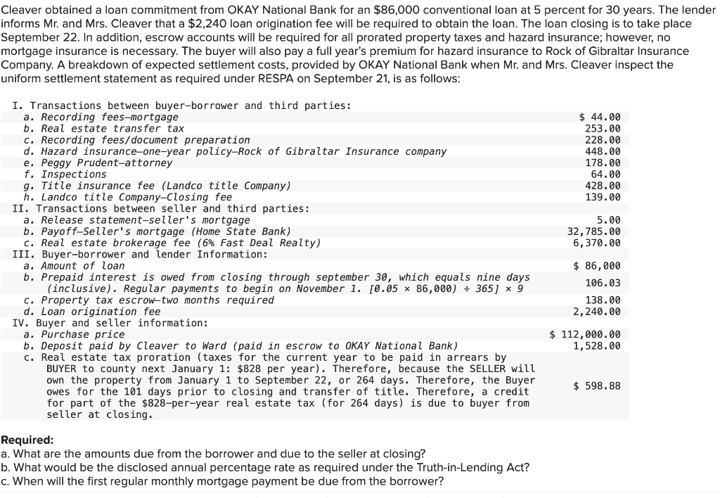 Cleaver obtained a loan commitment from OKAY National Bank for an