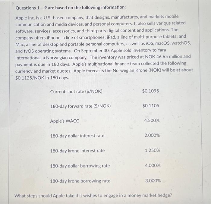  NEED HELP PLEASE. What would be Apple's foreign exchange transaction gain