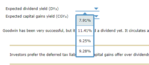 dividend three years from now. She expects Goodwin to pay a $4.50000