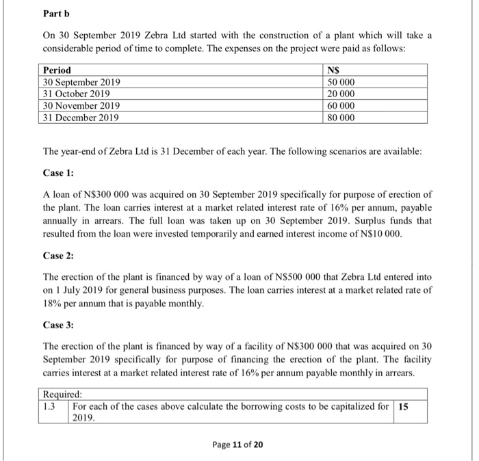  Part b On 30 September 2019 Zebra Ltd started with the