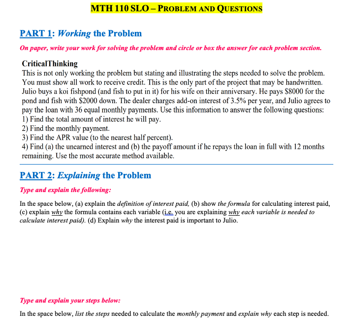 Can someone help me with this please? MTH 110 SLO - PROBLEM