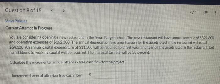  Current Attempt in Progress You are considering opening a new restaurant