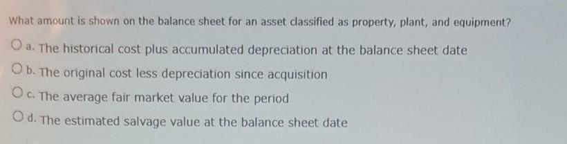 What amount is shown on the balance sheet for an asset
