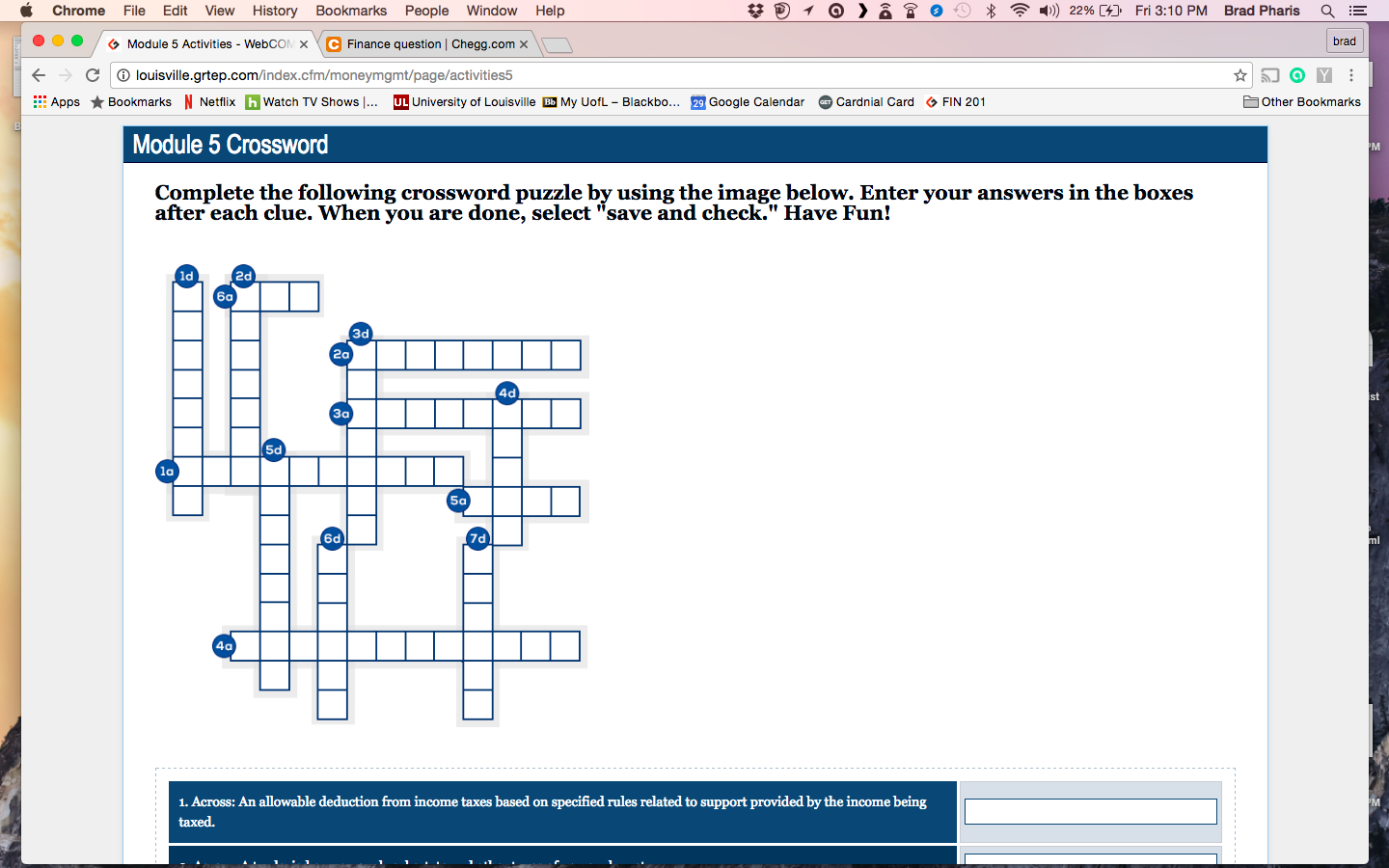 Complete the following crossword puzzle by using the image below. Enter