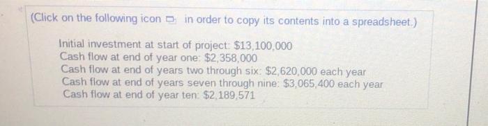 payback period NPV, IRR, MIRR and Prof project. The appropriate contate for