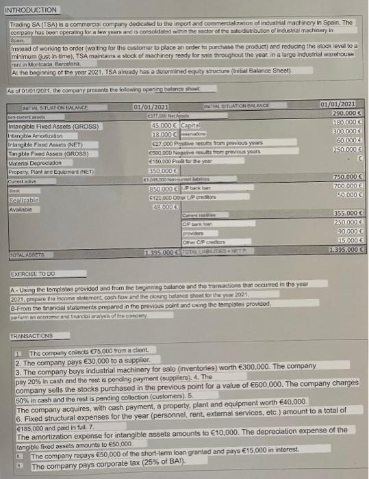 can i get some help pls INTRODUCTION Trading SA (TSA) is a