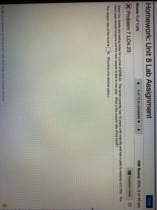  Homework: Unit 8 Lab Assignment Save Score: 0 of 4 pts