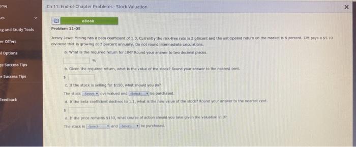  ame Ch 11: End-of-Chapter Problems - Stock Valuation X og and