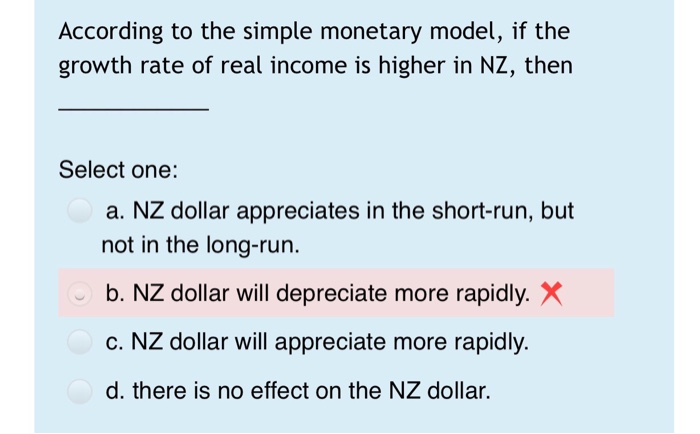  which is the correct answerwhy According to the simple monetary model,