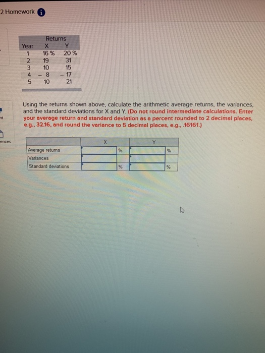  2 Homework Returns Year 20% 2 3 4 5 16% 19