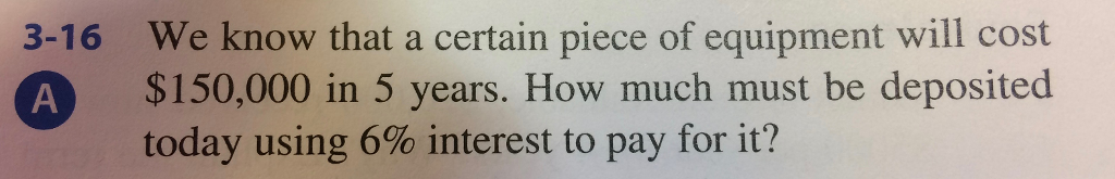 Create a cash flow diagram We know that a certain piece of