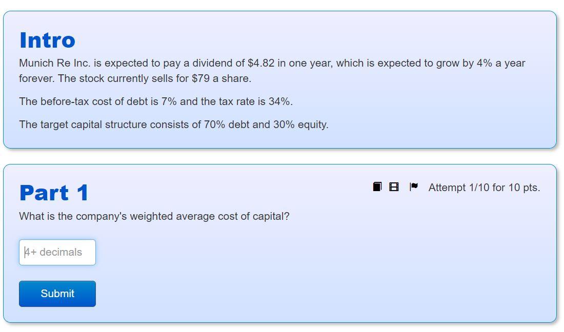  Intro Munich Re Inc. is expected to pay a dividend of
