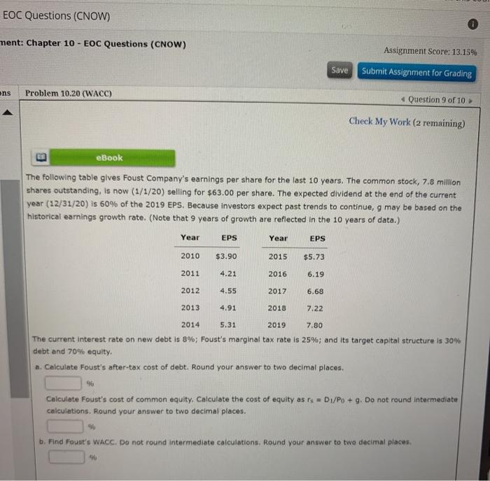  EOC Questions (CNOW) ment: Chapter 10 - EOC Questions (CNOW) Assignment