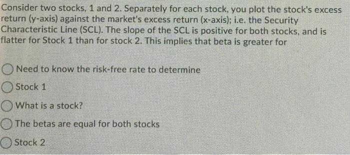  Consider two stocks, 1 and 2. Separately for each stock, you