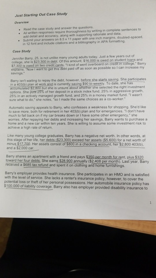 Case Study "just starting out" Just Starting Out Case Study Overview