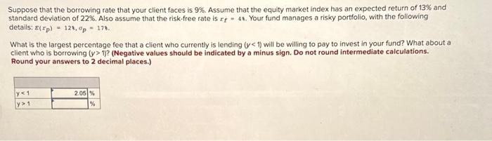 Suppose that the borrowing rate that your client faces is 9%.