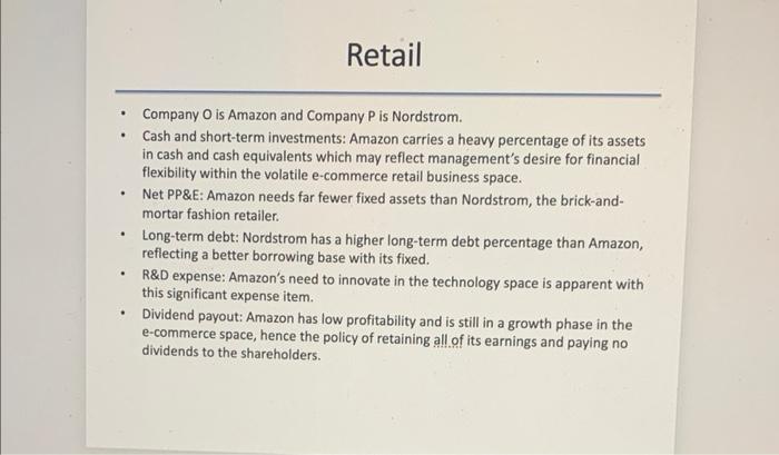 and explain 2 ratios per industry that you used to identify the