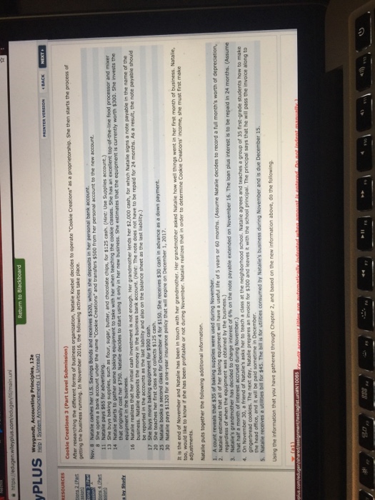 to operate Cookie creations as a getting the business running. In November