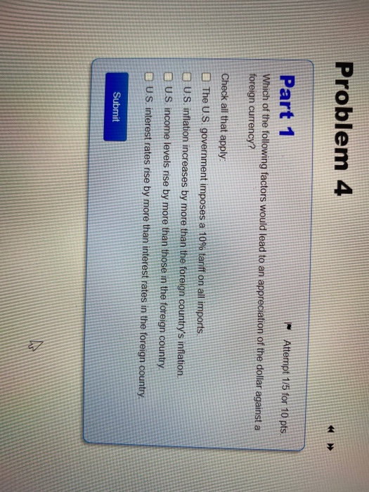  Problem 4 IN Part 1 Attempt 1/5 for 10 pts. Which