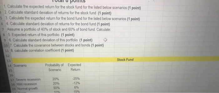  Total o punts 1. Calculate the expected return for the stock
