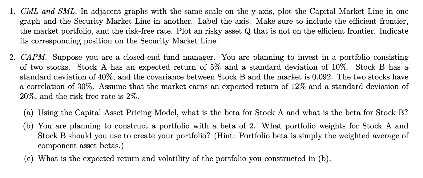  1. CML and SML. In adjacent graphs with the same scale