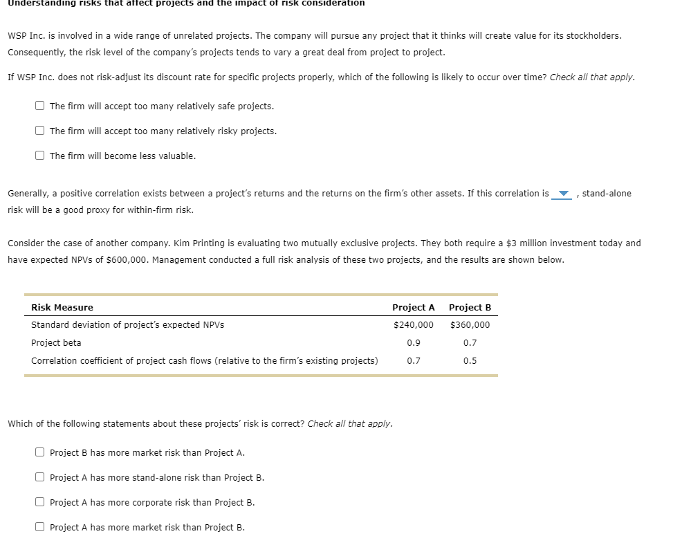  Understanding risks that affect projects and the impact of risk consideration