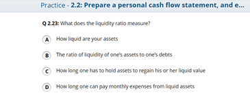  Practice - 2.2: Prepare a personal cash flow statement, and e...