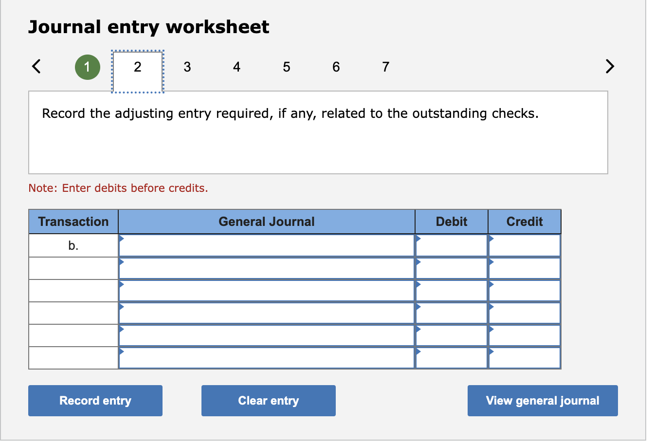 Journal entry worksheet Record the adjusting entry required, if any, related to