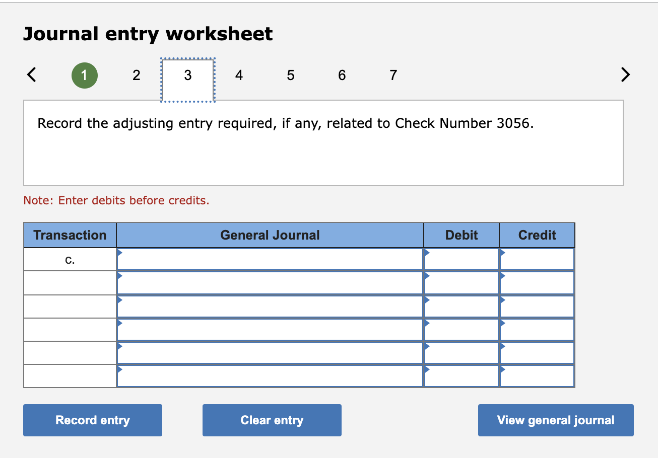 the NSF check. Note: Enter debits before credits. Journal entry worksheet Record