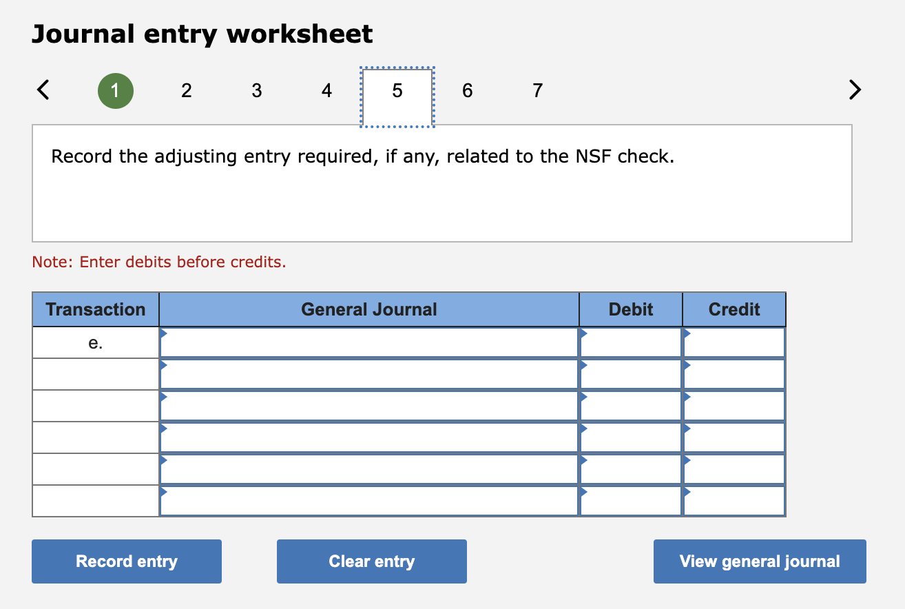 Enter debits before credits. Journal entry worksheet Record the adjusting entry required,