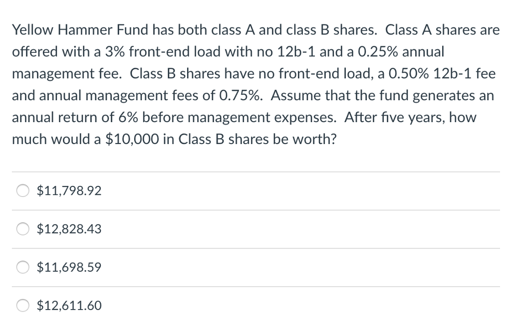 Yellow Hammer Fund has both class A and class B shares.