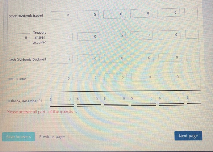Less: Treasury stock (6,000 shares) at cost Total Stockholders Equity The following