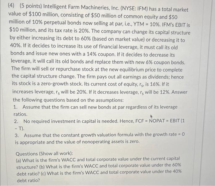please show work will leave a thumbs up (4) (5 points) Intelligent