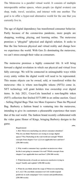 for marketing The Metaverse is a parallel virtual world. It consists of