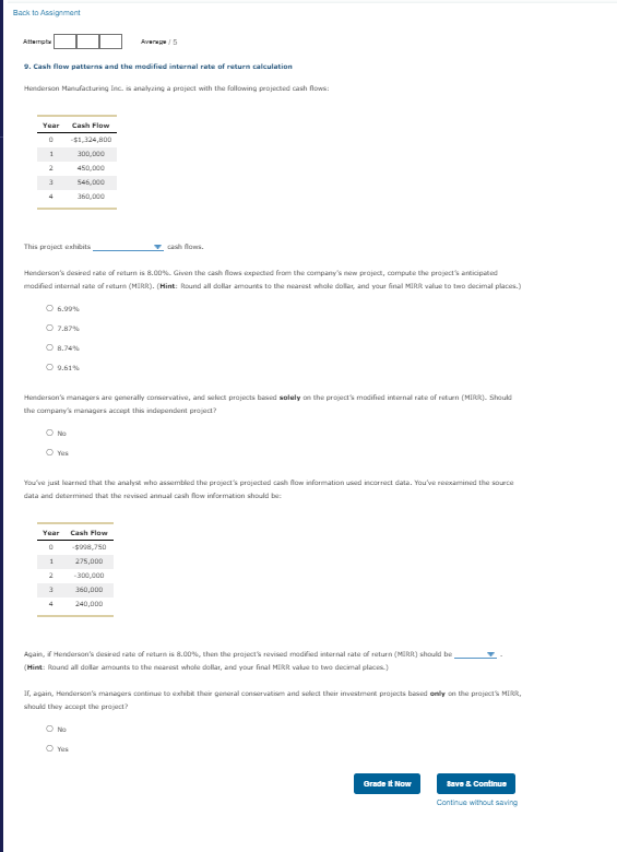  9. Cash flow patterns and the modified internal rate of return