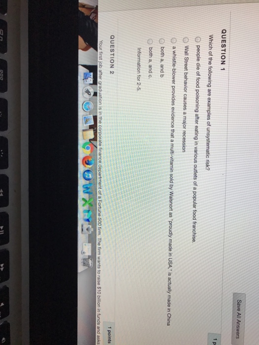 points Save Answer Within the context of the capital asset pricing model