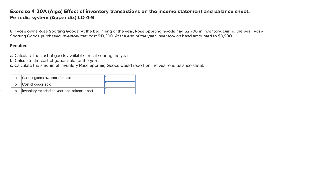 you got the answer please Exercise 4-7A (Algo) Determining the cost of