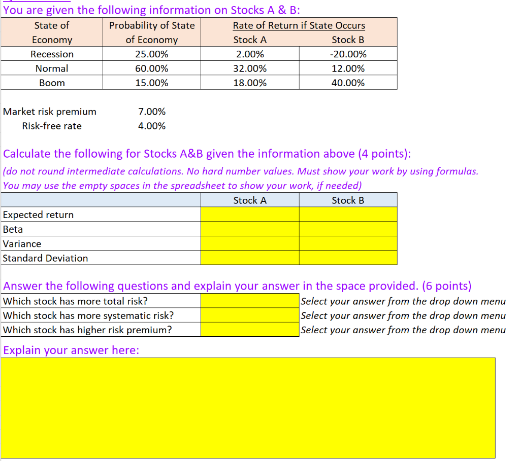 Please show your work on an excel sheet, now hard values. You