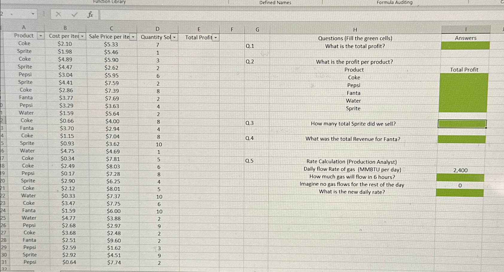  Please provode the neccesary formulas for these questions. 